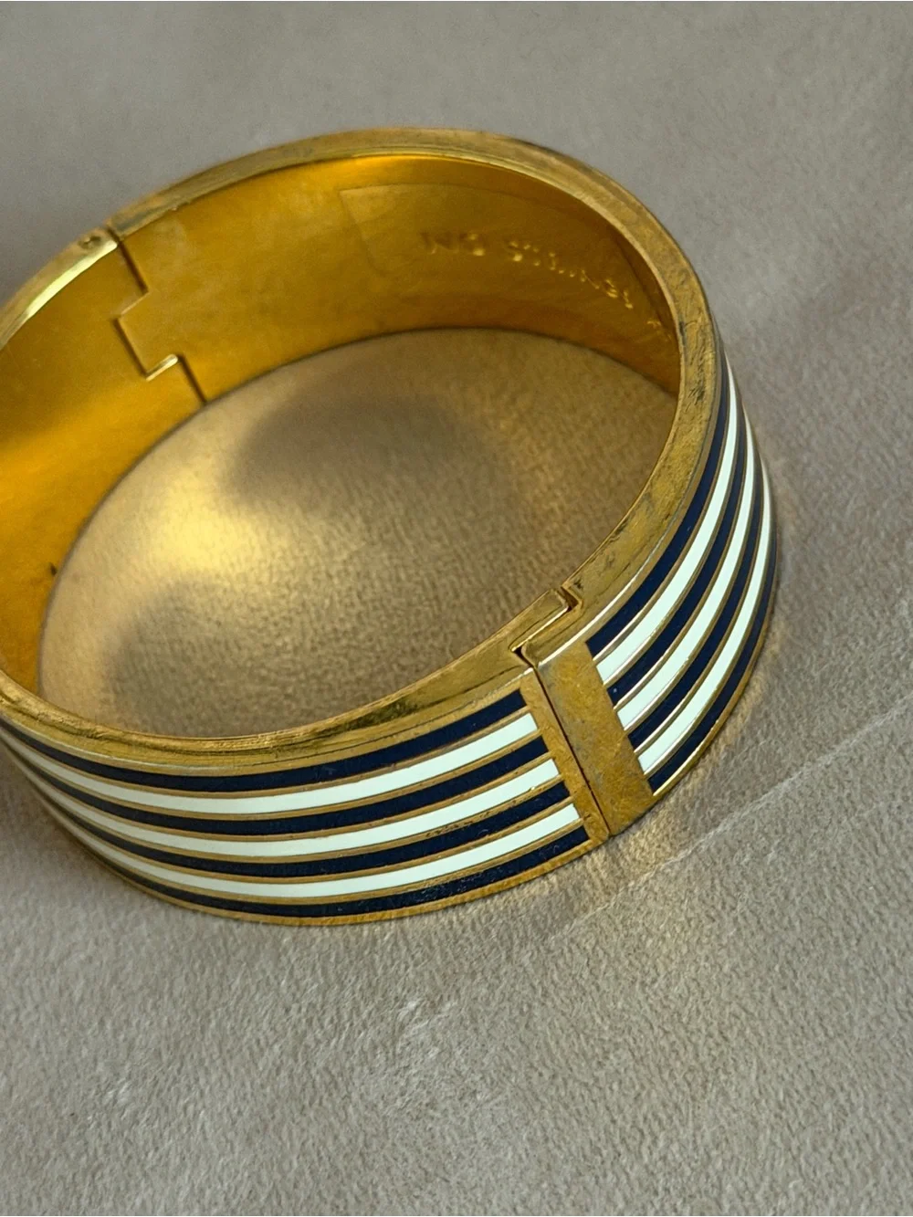kate spade Gold Black & White Striped Bangle Bracelet